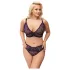 Cottelli Plus Size - gennemsigtigt mønstret bh-sæt (lilla) - 2XL