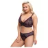 Cottelli Plus Size - gennemsigtigt mønstret bh-sæt (lilla) - 2XL