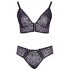Cottelli Plus Size - gennemsigtigt mønstret bh-sæt (lilla) - 2XL