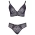Cottelli Plus Size - gennemsigtigt mønstret bh-sæt (lilla) - 2XL