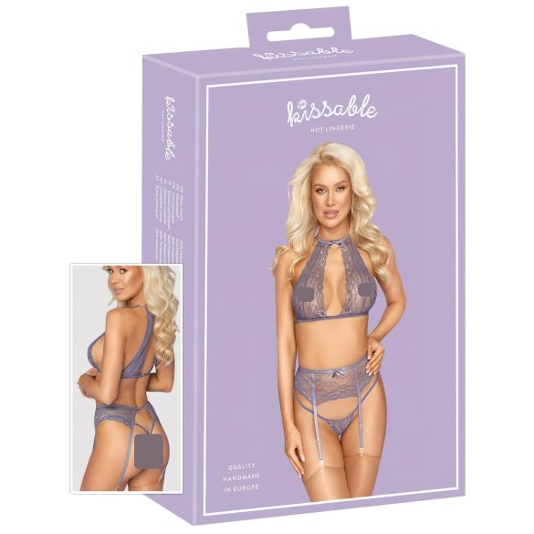 Kyssemodel - blonder lingerisæt (lilla)