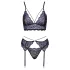 Cottelli - 3-delt blonderlingeriesæt (sort-violet) - XL