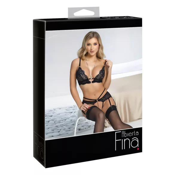 Abierta Fina - åbent blonder sæt bh (sort)