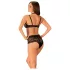 Obsessive Elizenes - mønstret, gennemsigtigt bh-sæt (sort) - L/XL