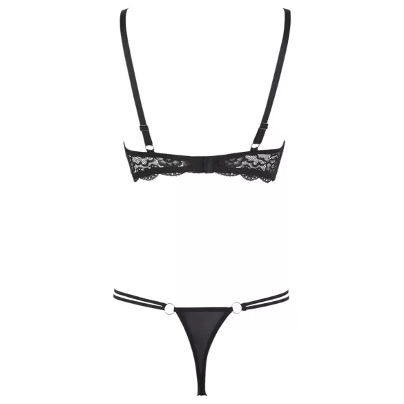 Cottelli - bh med stropper og ringe - tanga - sort - 85C/L