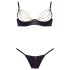 Cottelli - Satin Bustier Sæt med Kæder og Strass (Sort) - 80B/M