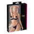 Cottelli - Satin Bustier Sæt med Kæder og Strass (Sort) - 85B/L
