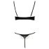 Cottelli - Satin Bustier Sæt med Kæder og Strass (Sort) - 85B/L