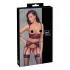 Cottelli Bondage - bh-sæt med blonde og mat look - rød - XL