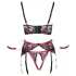 Cottelli Bondage - bh-sæt med blonde og mat look - rød - XL