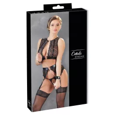 Cottelli Bondage - lingeriesæt med blonder - 4 dele - M