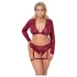 Cottelli Curves - lingerisæt - langærmet blonde - rød