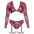 Cottelli Curves - lingerisæt - langærmet blonde - rød