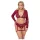 Cottelli Curves - lingerisæt - langærmet blonde - rød - 3XL