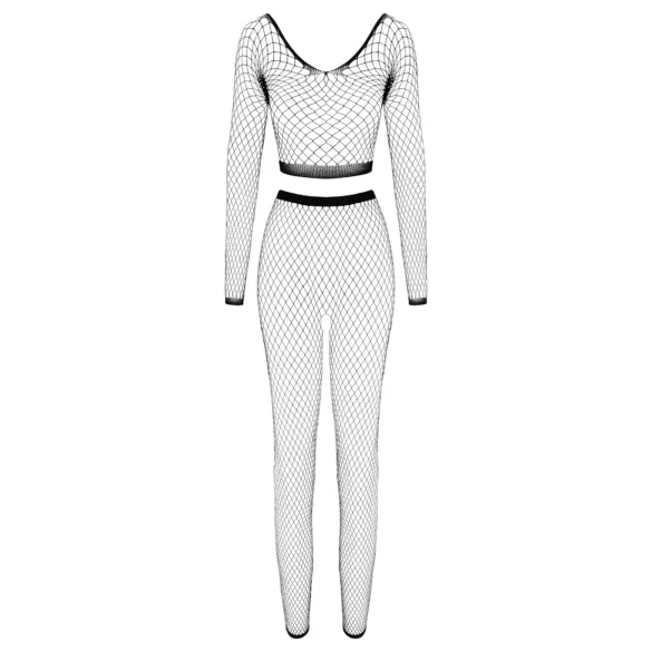 Cottelli - lingerisæt med lange ærmer - mesh - sort - S-L