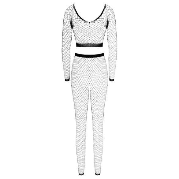 Cottelli - lingerisæt med lange ærmer - mesh - sort - S-L