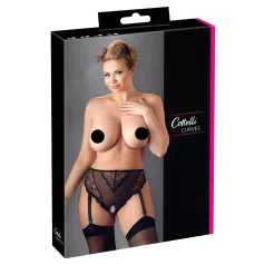   Cottelli Plus Size - blonde strømpeholder trusser (sort) - XXXXL