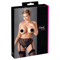   Cottelli Plus Size - blonde strømpeholder trusser (sort) - XXXXL