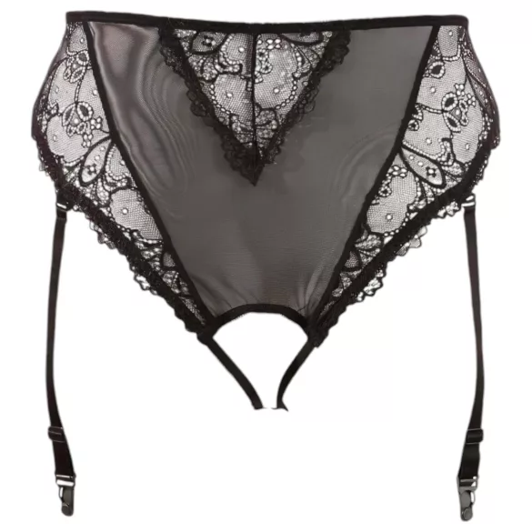 Cottelli Plus Size - blonde strømpeholder trusser (sort) - XXXXL