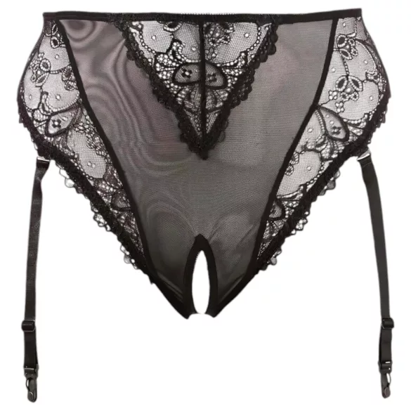 Cottelli Plus Size - blonde strømpeholder trusser (sort) - XXXXL