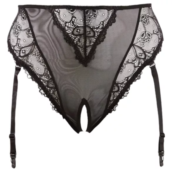 Cottelli Plus Size - blonde strømpeholder trusser (sort) - XXXXL
