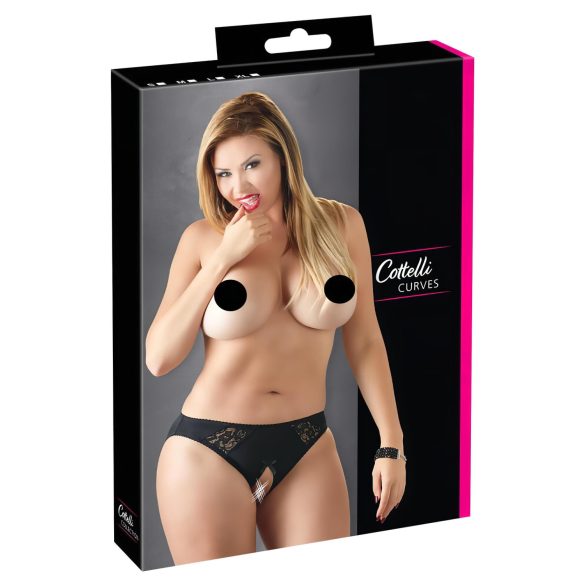 Cottelli Plus Size - blonde, åben trusse (sort) - 4XL