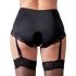 Cottelli Plus Size - Åbne trusser med strømpebånd (sort)