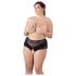 Cottelli Plus Size - åbne trusser med blonder og perler - sort