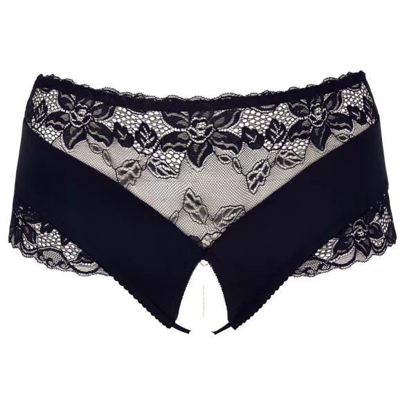 Cottelli Plus Size - åbne trusser med blonder og perler - sort - XL