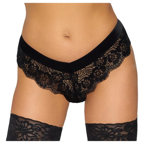 Cottelli Party - Kædeforstærket blonde trusse (sort) - L