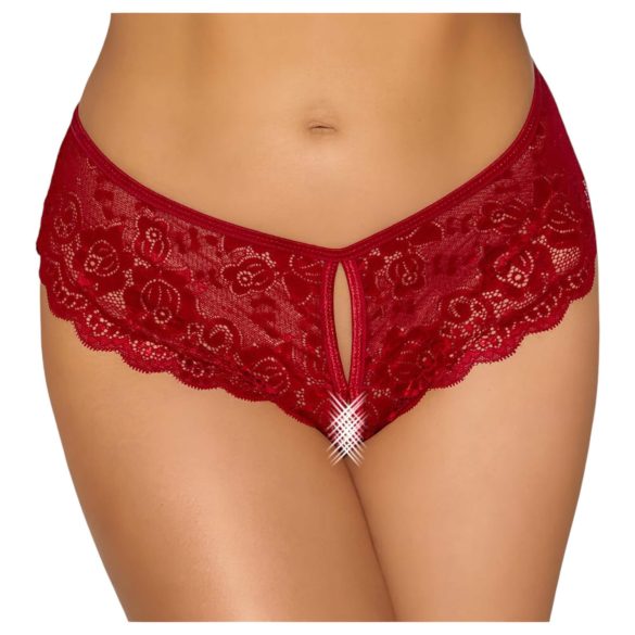 Cottelli - Rød blonde trusse, åbent design - M
