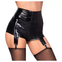 Noir - hotpants med strømpeholder - blank - sort