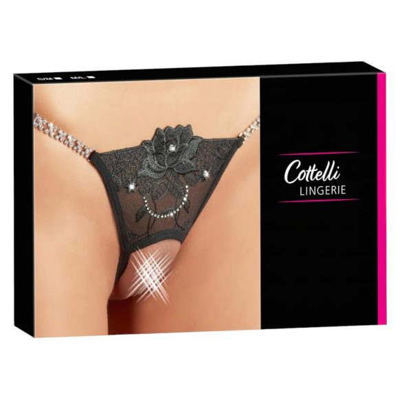 Cottelli - Skinnende blomst - åben tanga - M/L