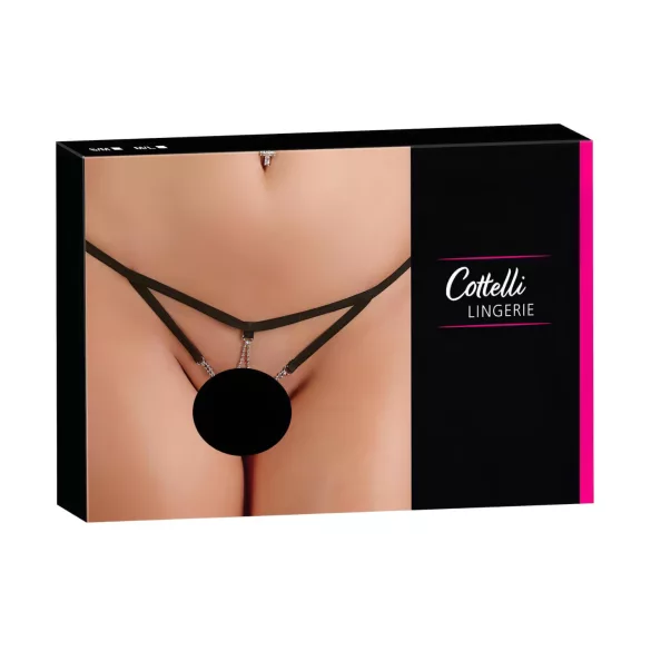 Cottelli - åben stringtrusse til kvinder - strass detaljer - sort