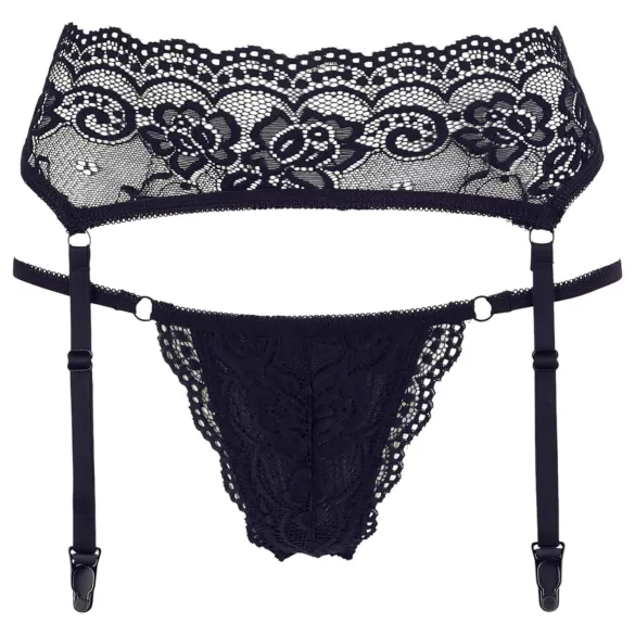 Cottelli - hofteholder med blondedetaljer og g-streng - sort - M