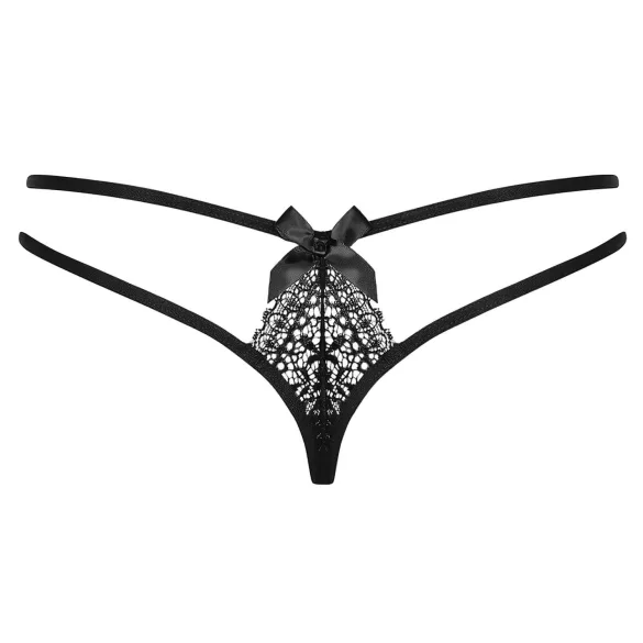Obsessive Intensa - g-streng med dobbeltstrop - blonde - sort - L/XL