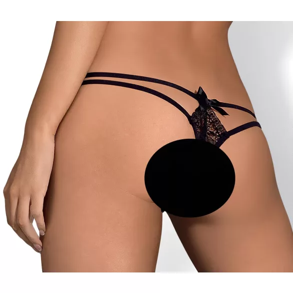 Obsessive Intensa - g-streng med dobbeltstrop - blonde - sort - L/XL