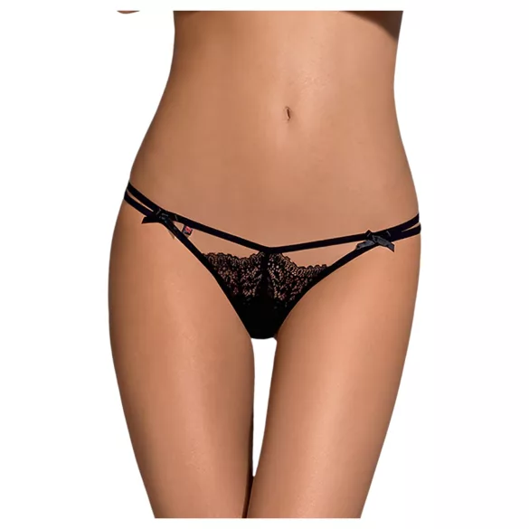 Obsessive Intensa - g-streng med dobbeltstrop - blonde - sort - L/XL