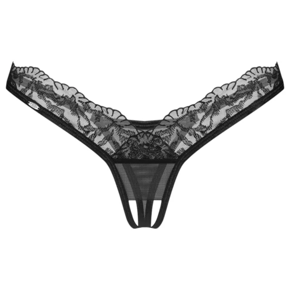 Obsessive - g-streng til kvinder - transparent blonde - sort - L/XL