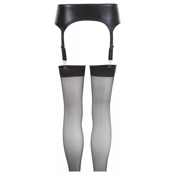 NO:XQSE - Strømpeholder sæt - Skinnende look - Sort