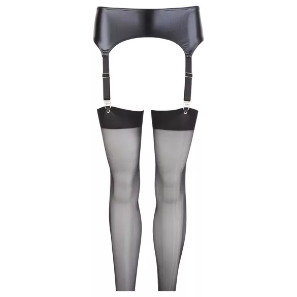 NO:XQSE - Strømpeholder sæt - Skinnende look - Sort - M