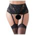 Cottelli Plus Size - Blonde & Snøred Strømpeholder (Sort)
