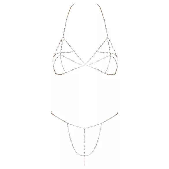 Cottelli - kædebikini med strass - sølv