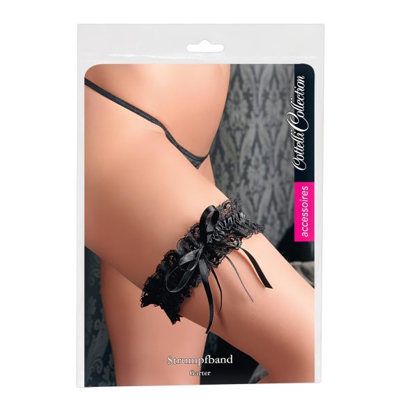 Cottelli - Blonde strømpebånd - sort (S-L)