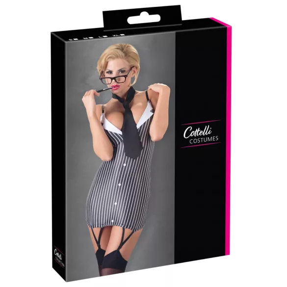 Cottelli - stribet sekretærkostume - XL