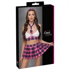 Cottelli - skolepige kostume sæt - ternet - pink