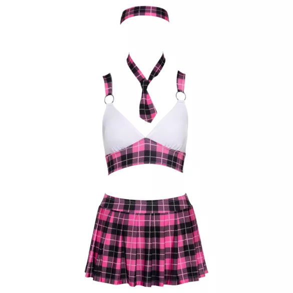 Cottelli - skolepige kostume sæt - ternet - pink