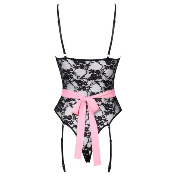 Cottelli - gennemsigtig stuepige kostume (sort-pink) - M