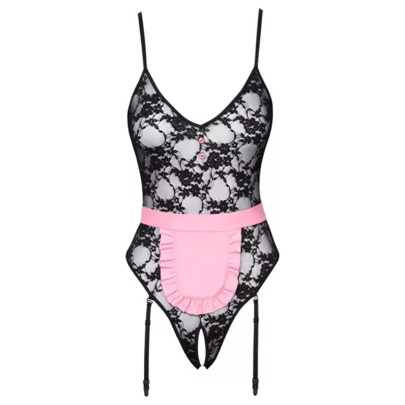Cottelli - gennemsigtig stuepige kostume - sort/pink - L