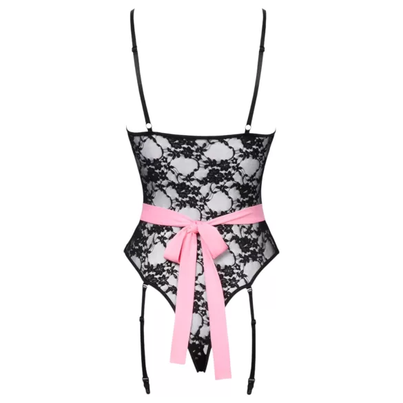 Cottelli - gennemsigtig stuepige kostume - sort/pink - L